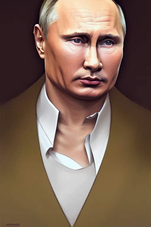 Prompt: putin with kim jong un hairstyle, realistic portrait, symmetrical, highly detailed, digital painting, artstation, concept art, smooth, sharp focus, illustration, cinematic lighting, art by artgerm and greg rutkowski and alphonse mucha