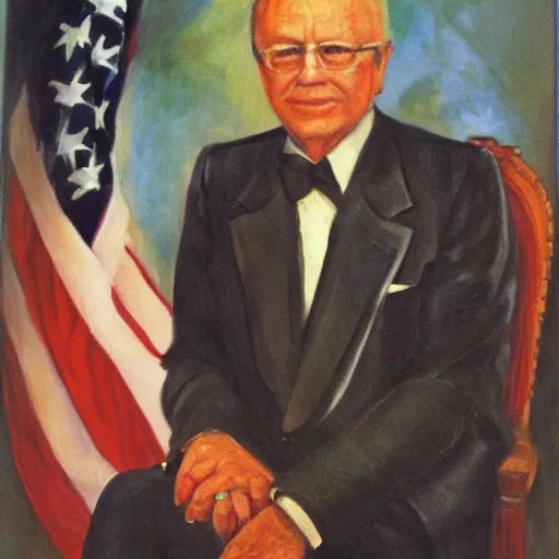 Prompt: Official Portrait of United States President Conrad Stetson, 1974, Oil on Canvas