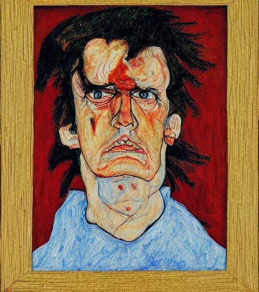 Prompt: painting of an angry donald trump by egon schiele