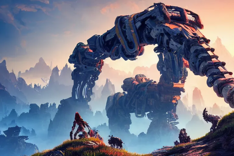 Image similar to tremortusk machine mecanical creature robot of horizon forbidden west horizon zero dawn bioluminiscence global illumination ray tracing hdr fanart arstation by ian pesty and alena aenami artworks in 4 k