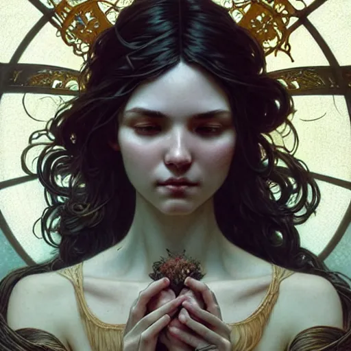 Image similar to pure love is patient love is kind ; ultra realistic, concept art, intricate details, eerie, haunting, highly detailed, photorealistic, octane render, 8 k, unreal engine. art by artgerm and greg rutkowski and charlie bowater and magali villeneuve and alphonse mucha