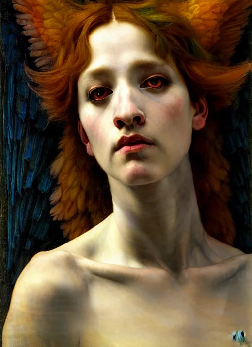 Prompt: harpy, dnd character art portrait, dramatic lighting, vivid colors by edgar maxence and caravaggio.