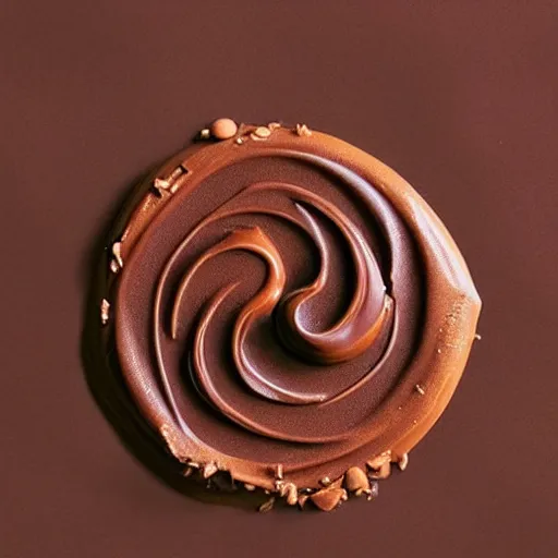 Prompt: yin yang symbol made of chocolate and peanut butter, realistic, photography, advertisement