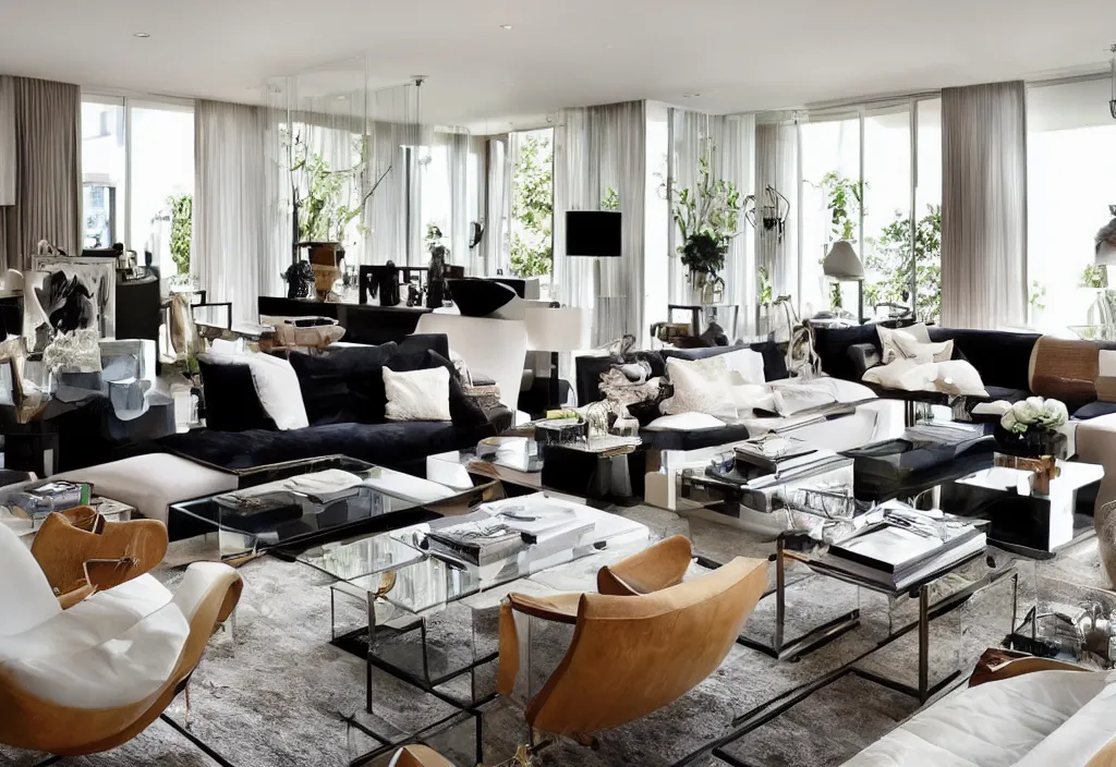 Image similar to a modern interior design, living room, residential design, floor - to - ceiling windows, by nate berkus, trending ，