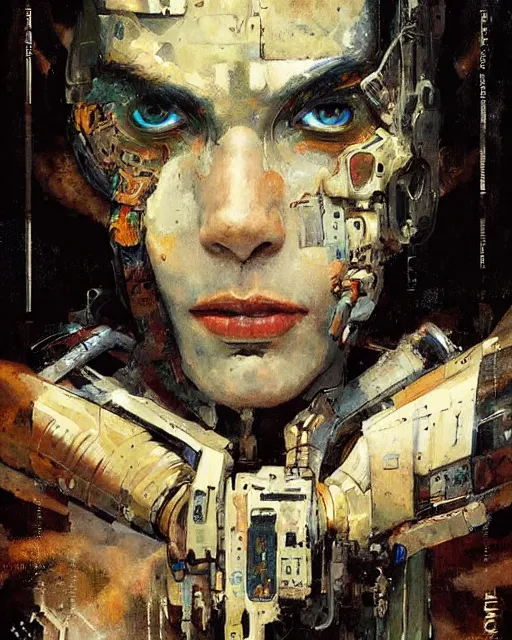 Image similar to portrait of a cyborg shaman by greg rutkowski in the style of egon schiele