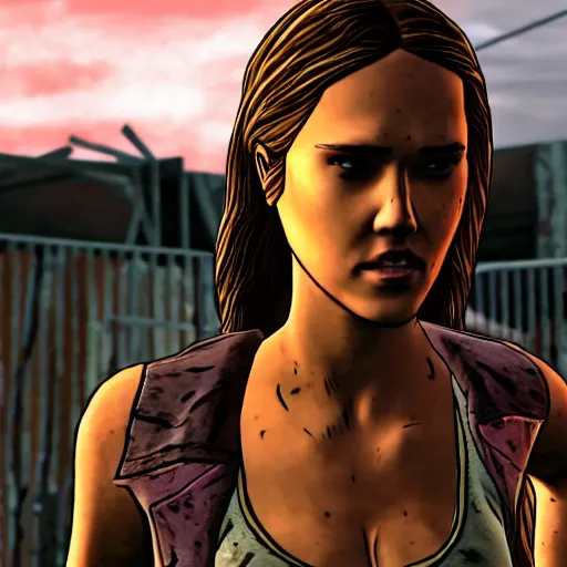 Image similar to jessica alba walking dead telltale, 4 k full hd,