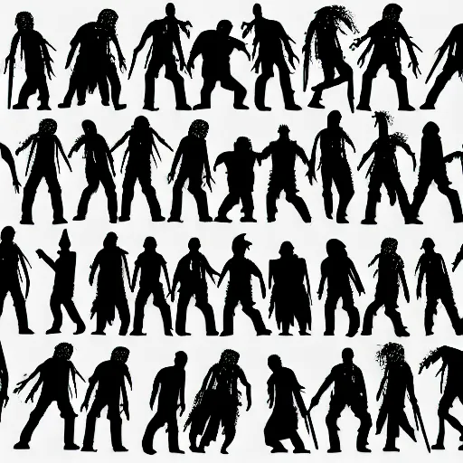 Image similar to a zombie horde, silhouette illustration