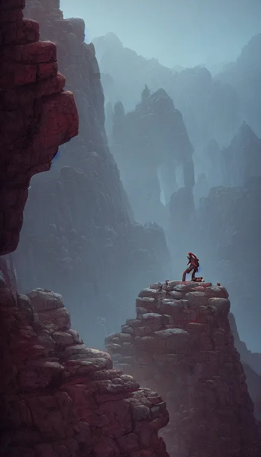 Image similar to rock climbers climbing a rock, an epic fantasy, dramatic lighting, cinematic, extremely high detail, photorealistic, cinematic lighting, matte painting, artstation, by simon stalenhag, horizon forbidden west