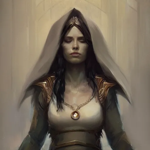 Prompt: A portrait of a female sorceress, Magic the Gathering art, art by greg rutkowski, matte painting, trending on artstation, very detailed