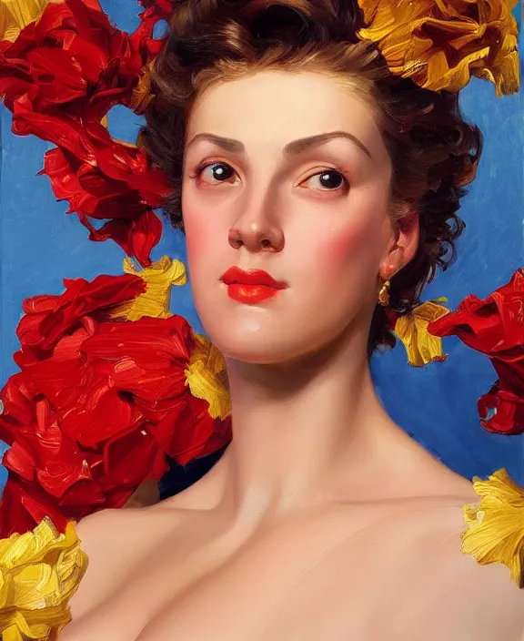 Prompt: very detailed masterpiece portrait painting of Stable Diffusion!!, 4k resolution, J.C. leyendecker!! Valentina Remenar!! Digital art, paint tool sai!! Blue, red, yellow, melting colors!! Perfect face!! Correct body proportions!!