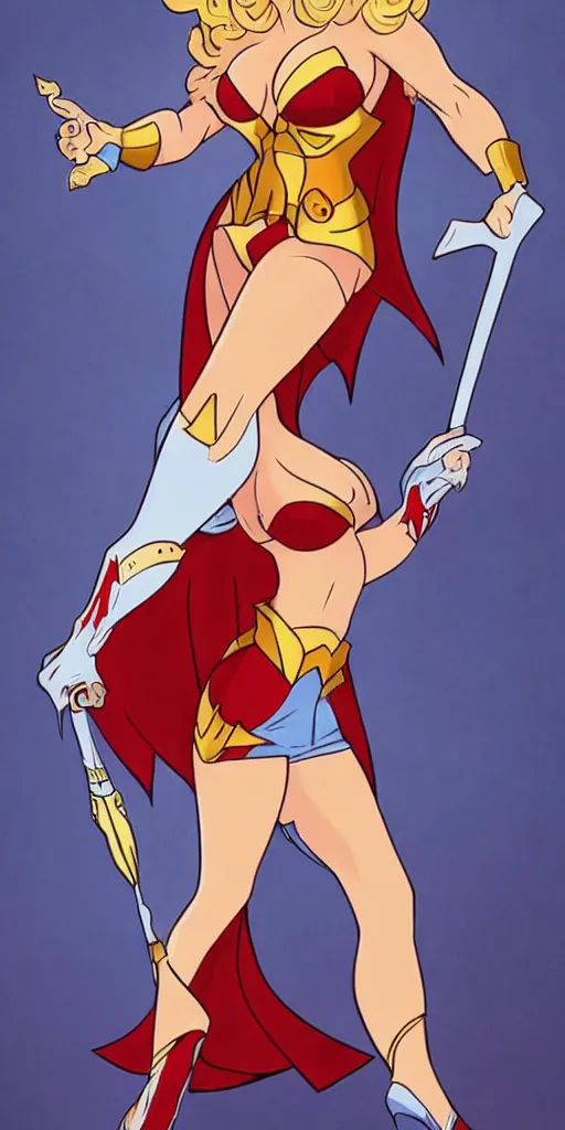 Prompt: Full body pin-up photo of Christina Hendricks as She-Ra