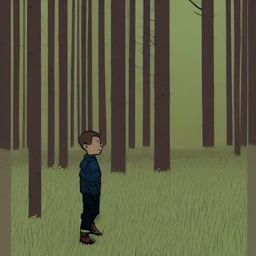 Image similar to boy in the woods by adrian tomine