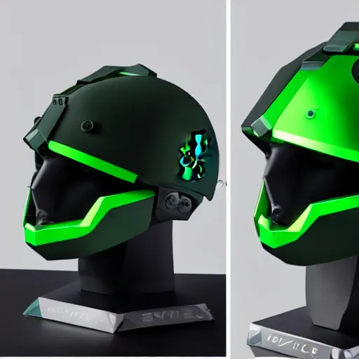 Prompt: razer rgb gaming master chief halo helmet