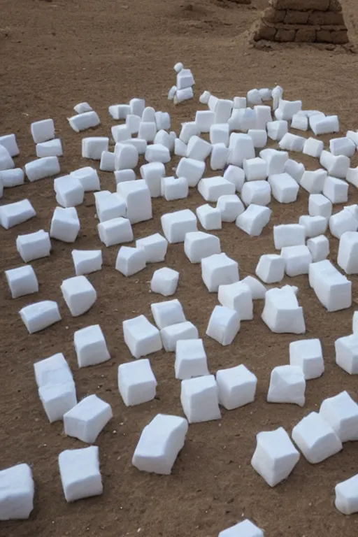 Image similar to the pyramids of egypt made of marshmallows