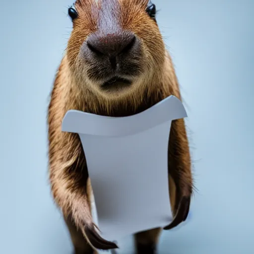 Prompt: photography of a capybara using a suit, ultra detailed, centered, white background