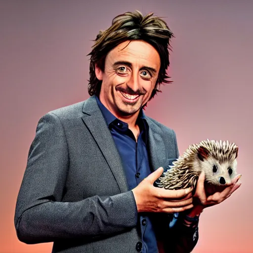 Prompt: Richard Hammond presents his pet Hedgehog, Highly Detailed