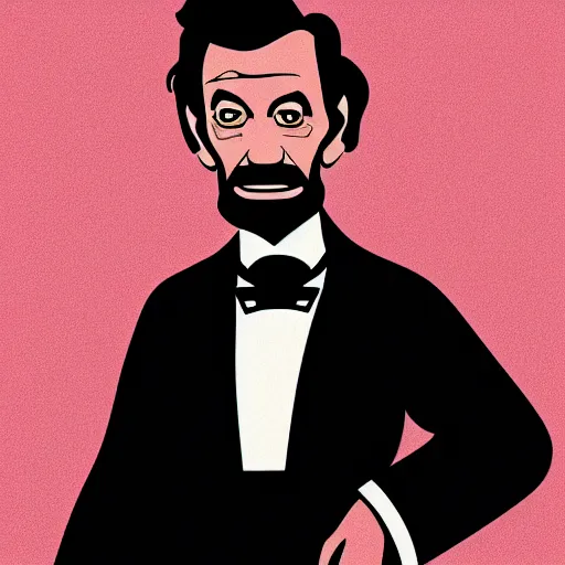 Prompt: portrait of abe lincoln in the style of clone high. thick outlines, flat colors, angular