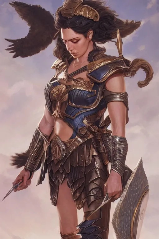 Image similar to amazon valkyrie athena, d & d, fantasy, portrait, highly detailed, headshot, digital painting, trending on artstation, concept art, sharp focus, illustration, art by artgerm and greg rutkowski and magali villeneuve