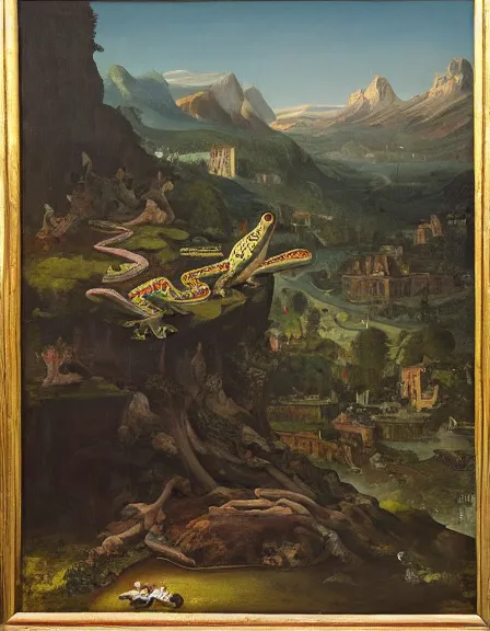 Image similar to a Happy frog by Ansel Adams and Bernardo Bellotto, oil on canvas, artstation, dramatic scenery, masterpiece, aesthetic