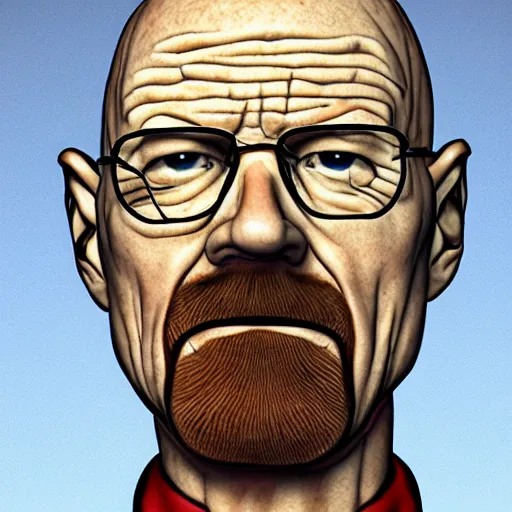 Image similar to walter white made of pizza, unreal, render, splash