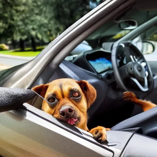 Image similar to dog driving a car