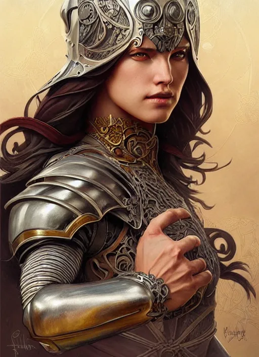 Prompt: Muscular and powerful medieval knight portrait, art nouveau, fantasy, intricate flower designs, elegant, highly detailed, sharp focus, art by Artgerm and Greg Rutkowski