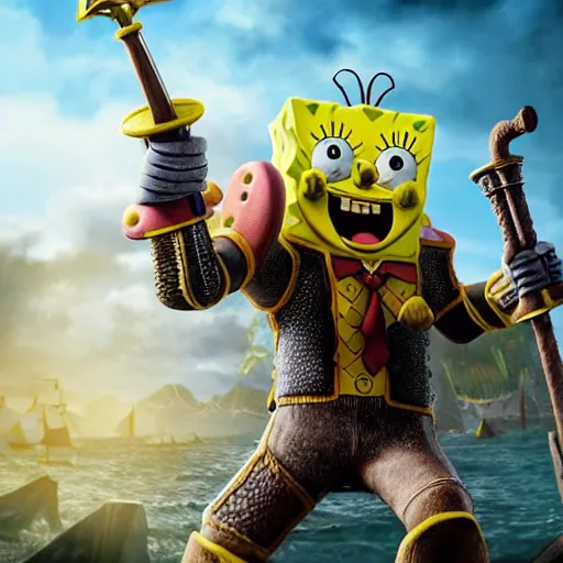 Prompt: Accurate and realistic detailed representation of an SpongeBob from the Witcher 3 . Digital colored inks illustration. Epic and intense composition, harmonic colored disposition. Perfect arrangement. Octane and Unreal post-processing. Vibrant re-colored. Professional. Detailed. Masterpiece. 8k. 4k. Hd. HQ. UHD. n 9