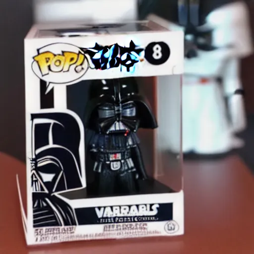 Image similar to darth vader funko pop, 8 k, realistic