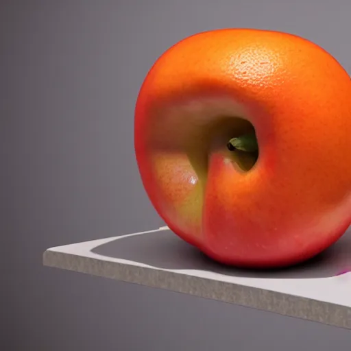 Prompt: an (((((apple))))) (((((orange))))) on a table, digital art, highly detailed, trending on artstation