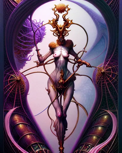 Image similar to the lovers tarot card, fantasy character portrait made of fractals, ultra realistic, wide angle, intricate details, the fifth element artifacts, highly detailed by peter mohrbacher, hajime sorayama, wayne barlowe, boris vallejo, aaron horkey, gaston bussiere, craig mullins