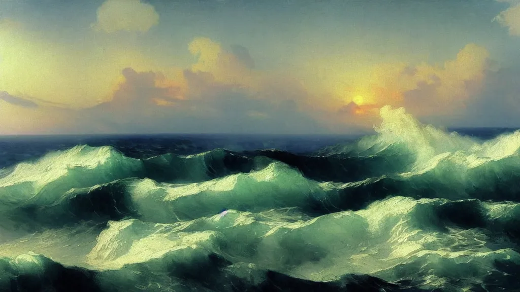 Image similar to ocean waves by ivan aivazovsky, by joaquin sorolla, 4 k resolution