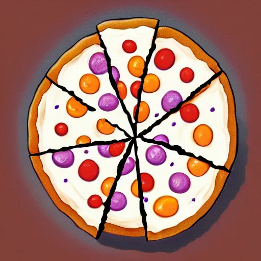 Prompt: cel - shaded picture of ice cream pizza, 1 0 8 0 p award - winning painting