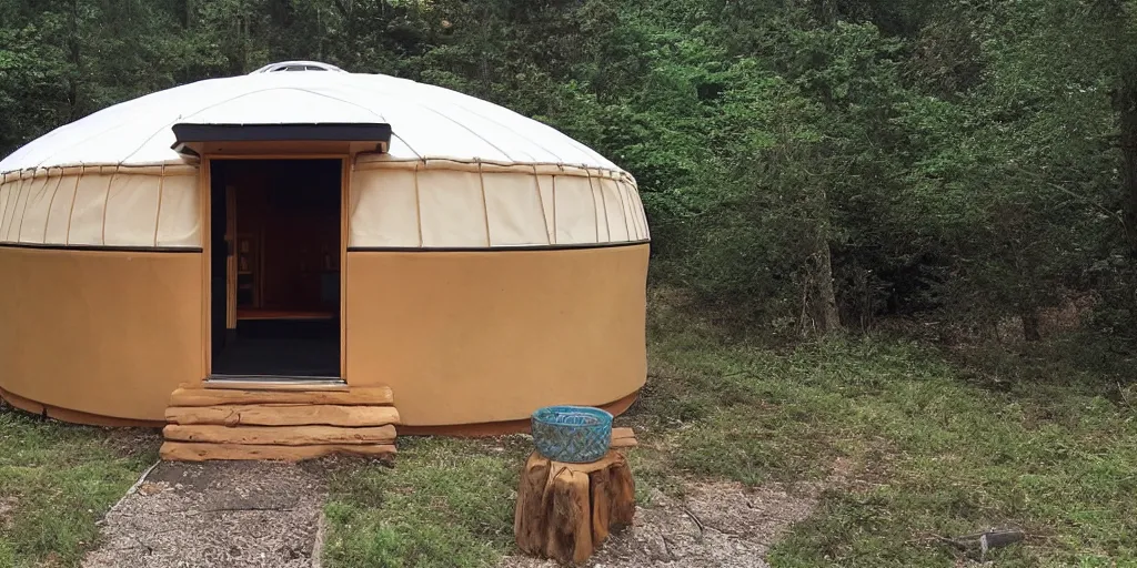 Image similar to modern yurt in the style of george suyama