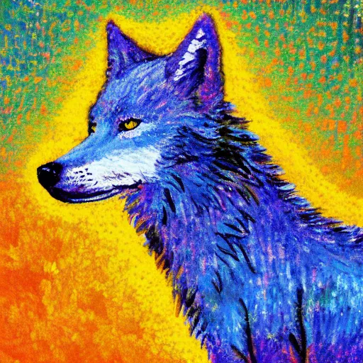 Prompt: retarded wolf, impressionism, vivid