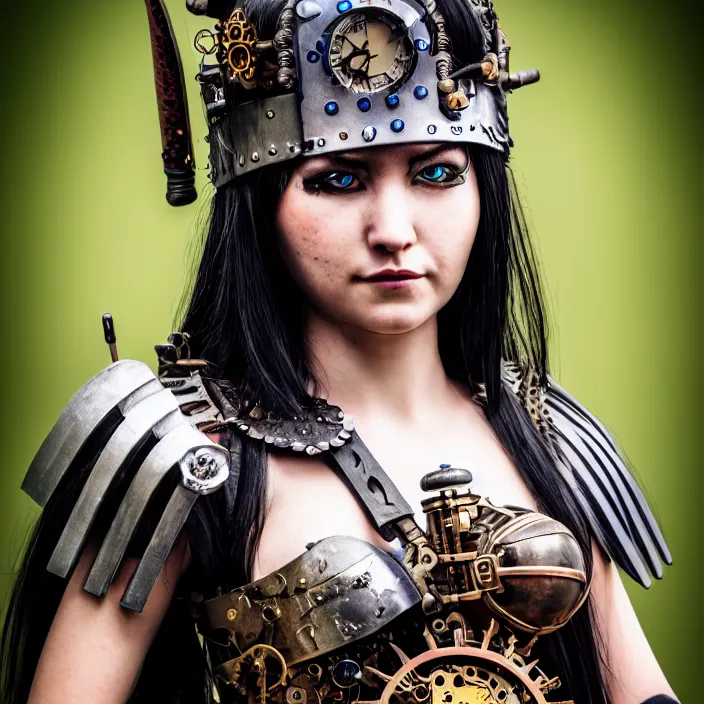 Image similar to full body photograph of a real - life very beautiful clockpunk warrior. extremely detailed. dslr. 8 5 mm.