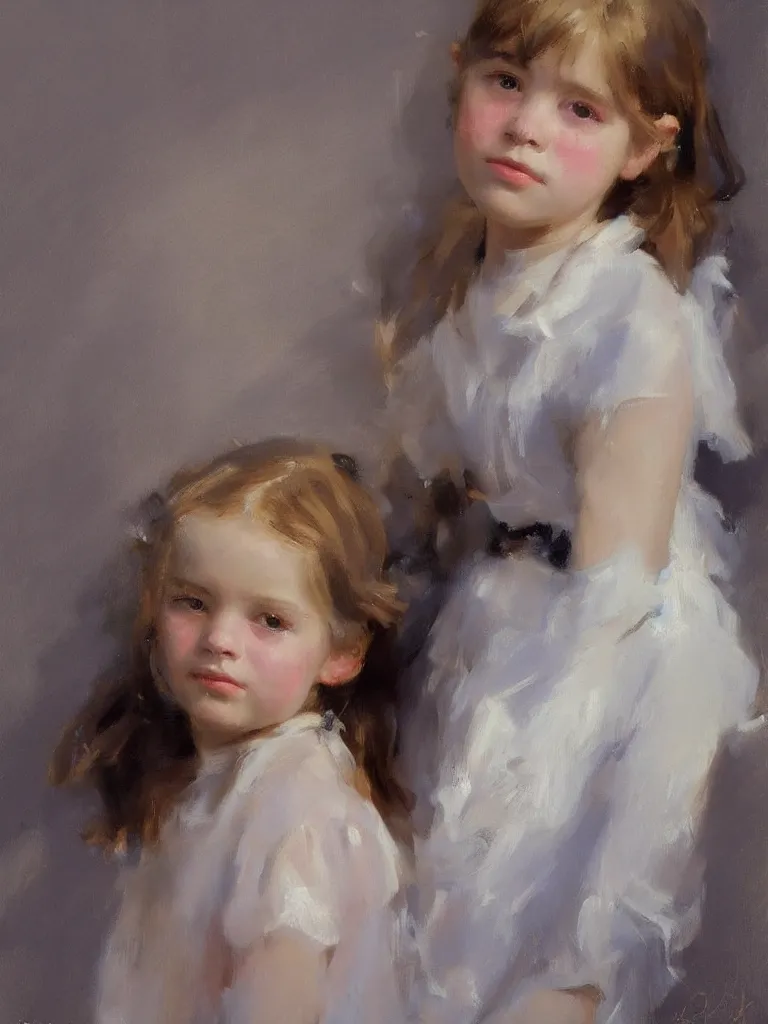 Prompt: beautiful portrait of a young girl by sargent and richard schmid, alla prima, juicy brush strokes, trending on cgsociety