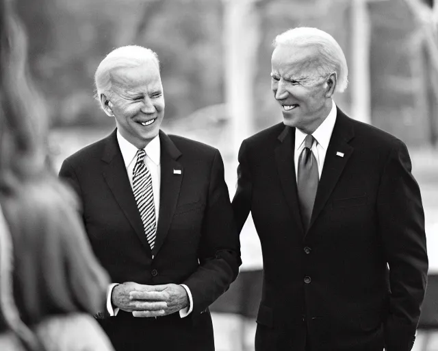 Image similar to president joe biden face to face with president joe biden, nikon 3 5 mm, photograph