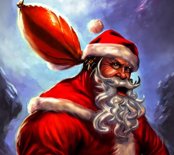 Image similar to magic : the gathering fantasy character concept art of the great lobster wearing a santa outfit by franz frazetta and marco bucci, high resolution. a clear portrait of powerful lobster wearing a santa outfit, magical christmas wonderland in background, fantasy coloring, intricate, digital painting, artstation, smooth, sharp focus