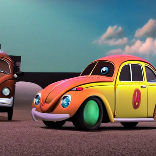 Image similar to mater from pixar cars is a volkswagen beetle