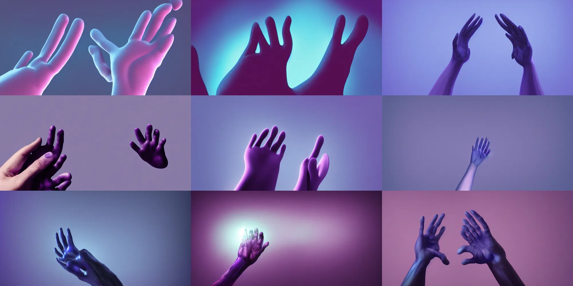 Prompt: magical dark-blue inhuman paw reaching up on the dark-violet background, precise, digital painting, octane render, wow