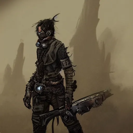 Image similar to full body concept art of a post-apocalyptic gunslinger/paladin in the style of dark fantasy art in the style of Weird west art trending on artstation deviantart Pinterest detailed High Resolution HD 8k