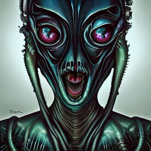 Image similar to Lofi Scorn Giger Lovecraft Lovecraftian Alien Woman portrait Pixar style by Tristan Eaton Stanley Artgerm and Tom Bagshaw