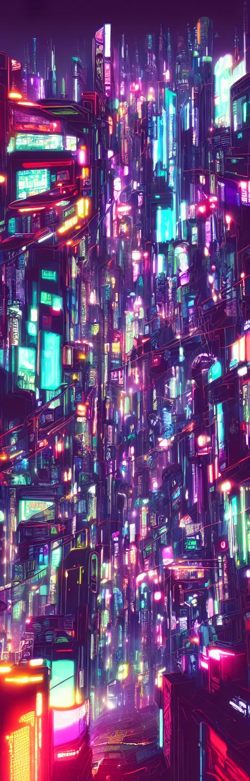 Prompt: a big realistic detailed colorful vibrant photorealistic cyberpunk city,