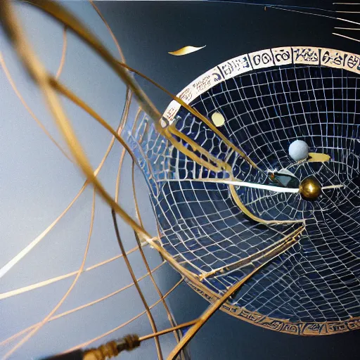 Image similar to a kinetic sculpture of this solar system, sun, orrery, canon 5 d 5 0 mm lens, papier - mache, studio, 1 9 8 7