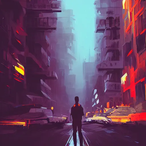 Prompt: teen boy, apocalyptic city in the background, apocalypse, highly detailed, artstation, by alena aenami