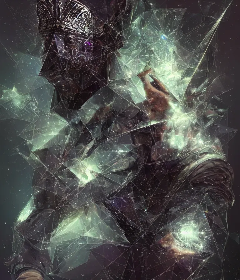 Image similar to front!!! shot of a court jester!!! character, mesmerizing fractal hypercubes, platinum cracked, dark holography!!!, future, metallic galactic, crystalline edges, polygonal, elegant, highly detailed, centered, (((artstation, concept art, jagged, sharp focus, artgerm, Tomasz Alen Kopera, Peter Mohrbacher, donato giancola, Joseph Christian Leyendecker, WLOP, Boris Vallejo))), ((raytracing)), mugshot!!!!!, ugly!!!!!!, octane render, nvidia raytracing demo, octane render, nvidia raytracing demo, octane render, nvidia raytracing demo, 8K, cinematic, masterpiece, fine portrait