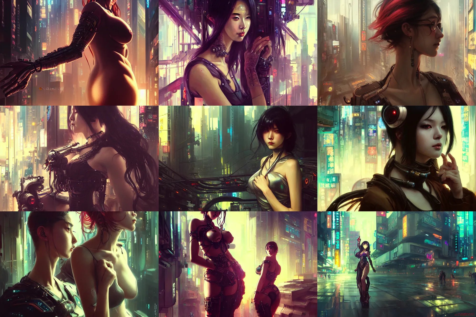 Prompt: ultra realistic beautiful cyberpunk kowloon techno art, beautiful alluring anime woman, sci - fi, fantasy, intricate, elegant, highly detailed, digital painting, artstation, concept art, smooth, sharp focus, illustration, art by wlop and artgerm and alphonse mucha and tian zi and krenz cushart and greg rutkowski