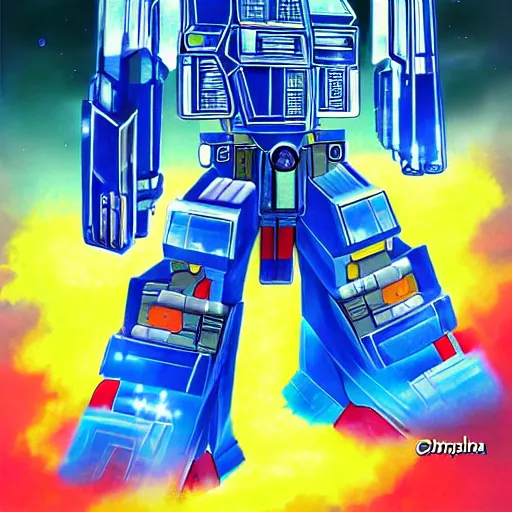 Prompt: optimus prime portrait by chiho aoshima, digital art