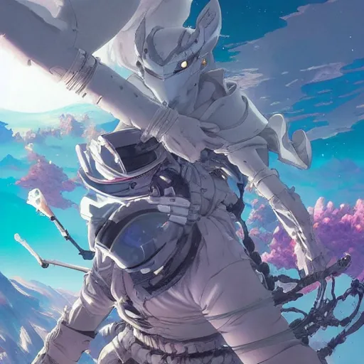 Image similar to moonwalker, like genji up in the clouds, filthy as charge, anime, retro punk, moonscape of the fifth dimensional rift into alt punk, by hayao miyazaki and rossdraws and artgerm and greg rutkowski and studio trigger, high quality, stunning, intricate detailed environment. 8 k