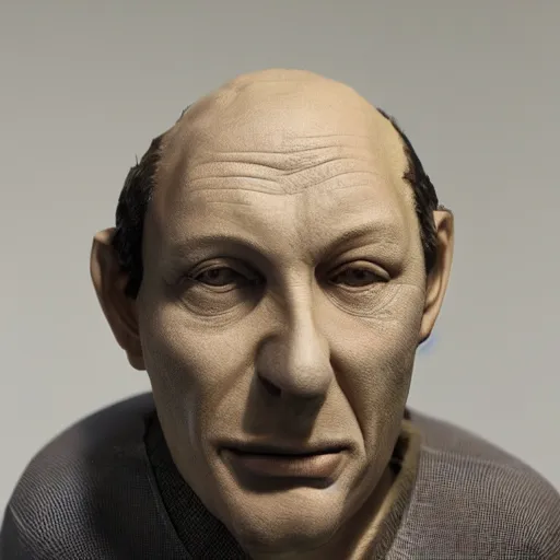 Image similar to close - up of a new sculpture by ron mueck, studio photo